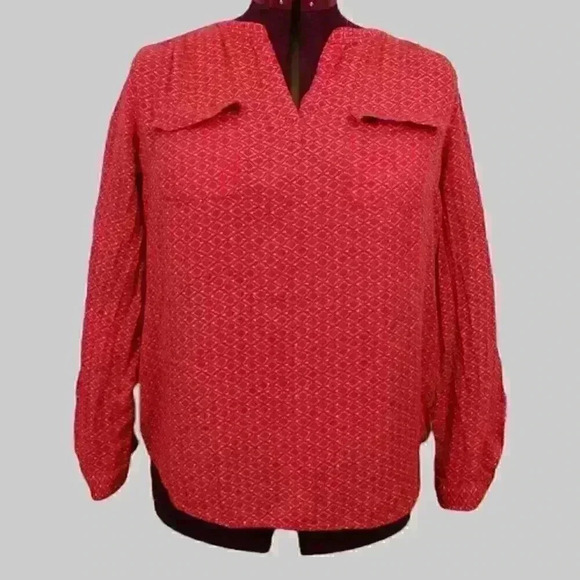 🔵 2/$15 ~ DALIA ladies blouse XL pink with white - Picture 1 of 10